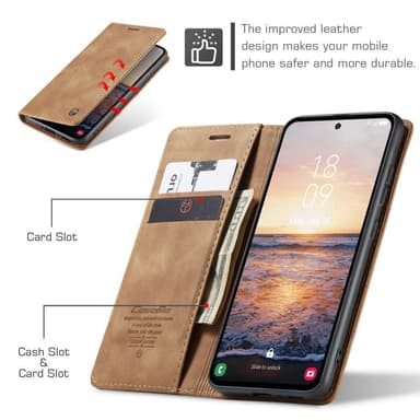CASEME Retro Lompakkokotelo Samsung Galaxy A54 - Ruskea
