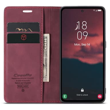 CASEME Retro Lompakkokotelo Samsung Galaxy A54 - Viininpunainen
