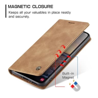 CASEME Retro Lompakkokotelo Samsung Galaxy A54 - Ruskea