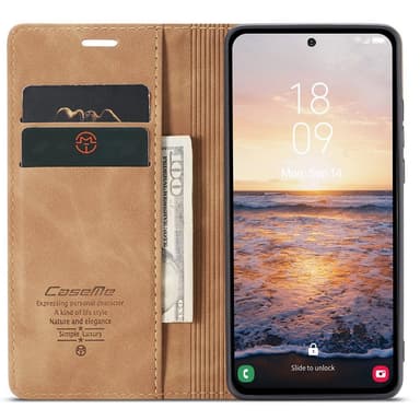 CASEME Retro Lompakkokotelo Samsung Galaxy A54 - Ruskea
