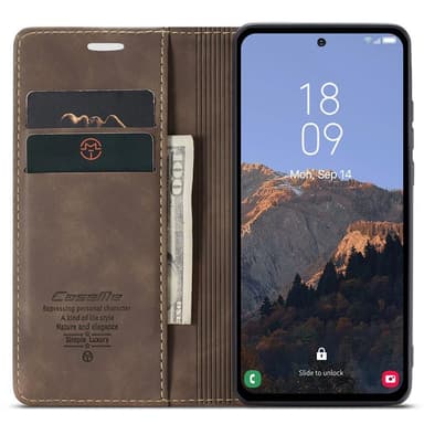 CASEME Retro lompakkokotelo Samsung Galaxy A54 - Kahvi