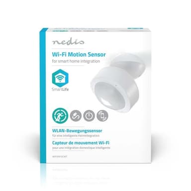 Nedis SmartLife Liiketunnistin | Wi-Fi | Paristokäyttöinen / Verkkovirtakäyttöinen | Tunnistuskulma: 120 ° | Tunnistusalue: 10.0 m | Valkoinen