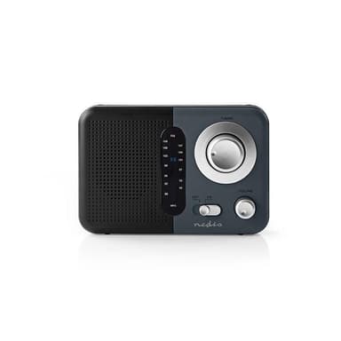 Nedis FM-radio | Kannettava malli | FM | Akkukäyttöinen / Verkkovirtakäyttöinen | Analoginen | 2.4 W | Mustavalkoinen näyttö | Bluetooth® | Kuulokkeiden lähtöliitäntä | Kantokahva | Harmaa / Musta