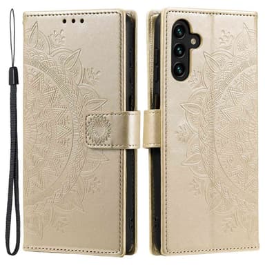 SKALO Samsung A54 5G Mandala lompakkokotelo - Kulta