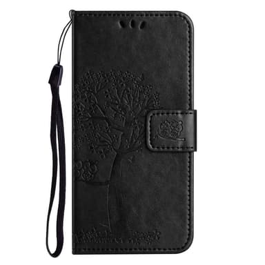 SKALO Samsung A14 4G/5G Owl Tree lompakkokotelo - Musta