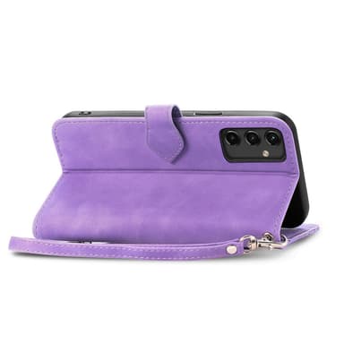 SKALO Samsung A14 4G/5G Big Wallet Flower Lompakkokotelo - Violetti