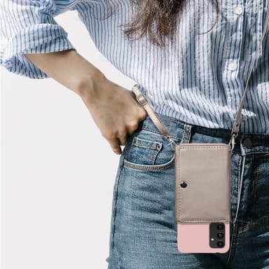 SKALO Samsung A34 5G TPU-Suojakuori with Heart Wallet - Pinkki