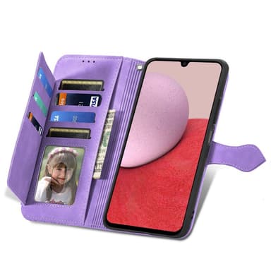 SKALO Samsung A14 4G/5G Big Wallet Flower Lompakkokotelo - Violetti
