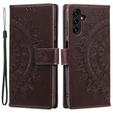 SKALO Samsung A34 5G Mandala lompakkokotelo - Ruskea