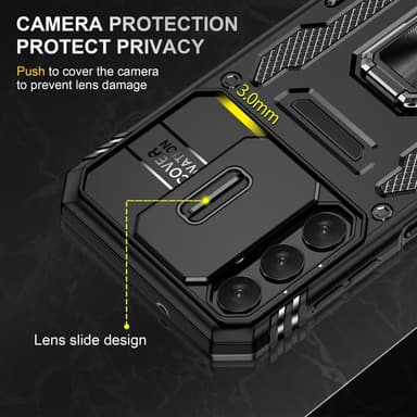 SKALO Samsung A14 4G/5G Armor hybridi metallirengas kameran liukusäädin - - Musta