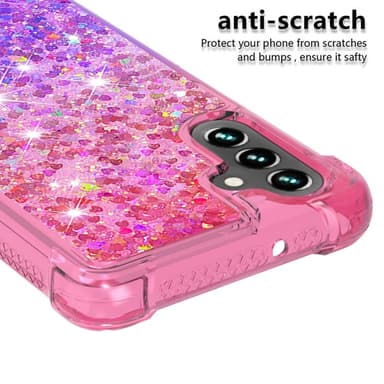 SKALO Samsung A54 5G Juoksuhiekka Glitter Sydämet TPU kuori - Pinkki-Violetti