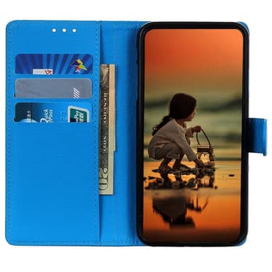 SKALO Samsung A14 4G/5G Litchi Lompakkokotelo - Sininen