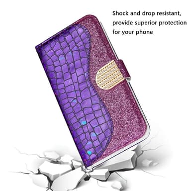 SKALO Samsung A54 5G Glitter design Lompakko kotelo - Violetti