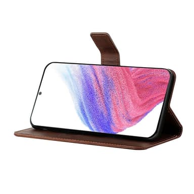 SKALO Samsung A54 5G Kohokuvioitu PU Nahka Lompakkokotelo - Tummanruskea