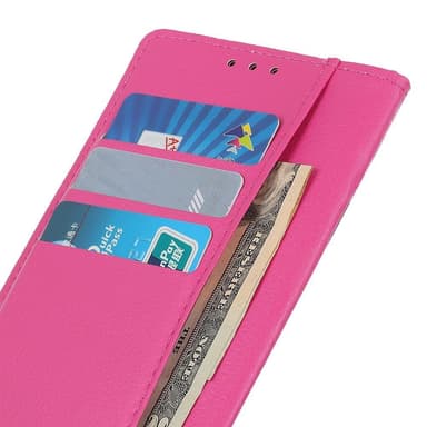 SKALO Samsung A14 4G/5G Litchi Lompakkokotelo - Pinkki