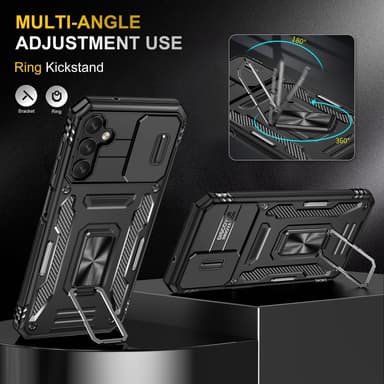 SKALO Samsung A14 4G/5G Armor hybridi metallirengas kameran liukusäädin - - Musta