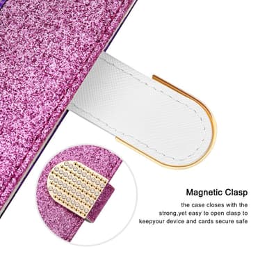 SKALO Samsung A54 5G Glitter design Lompakko kotelo - Violetti
