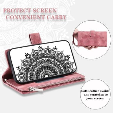 SKALO Samsung A34 5G Big Wallet Mandala Lompakkokotelo - Ruusukulta