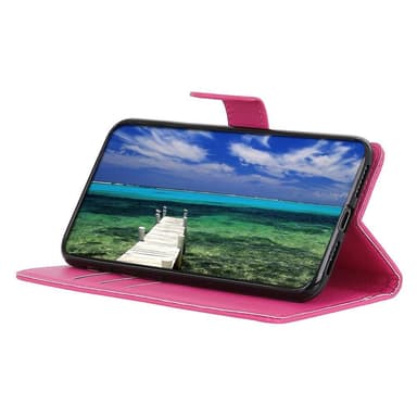 SKALO Samsung A14 4G/5G Litchi Lompakkokotelo - Pinkki