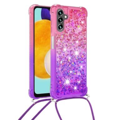 SKALO Samsung A34 5G Juoksuhiekka Glitter Mobile kaulapanta - Pinkki-Violetti