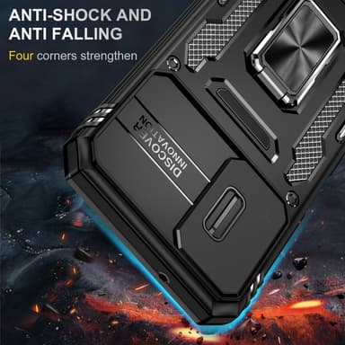 SKALO Samsung A14 4G/5G Armor hybridi metallirengas kameran liukusäädin - - Musta