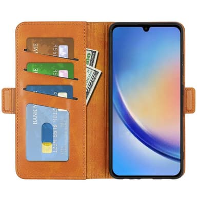 SKALO Samsung A34 5G Premium Wallet Lompakkokotelo - Vaaleanruskea