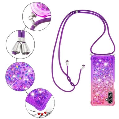 SKALO Samsung A34 5G Juoksuhiekka Glitter Mobile kaulapanta - Pinkki-Violetti