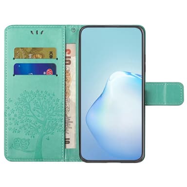 SKALO Samsung A14 4G/5G Owl Tree lompakkokotelo - Turkoosi