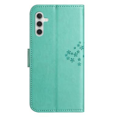 SKALO Samsung A14 4G/5G Owl Tree lompakkokotelo - Turkoosi