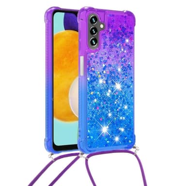 SKALO Samsung A34 5G Juoksuhiekka Glitter Mobile kaulapanta - Violetti-Sininen