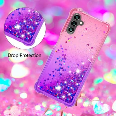 SKALO Samsung A54 5G Juoksuhiekka Glitter Sydämet TPU kuori - Pinkki-Violetti