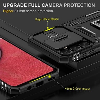 SKALO Samsung A14 4G/5G Armor hybridi metallirengas kameran liukusäädin - - Musta