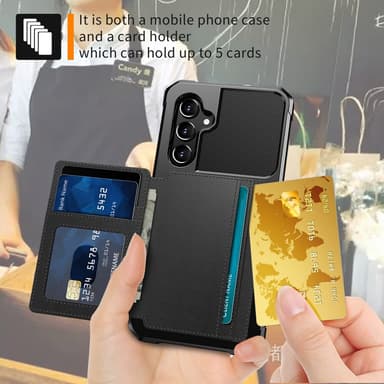 SKALO Samsung A54 5G Iskunkestävä kuori lompakolla - Musta