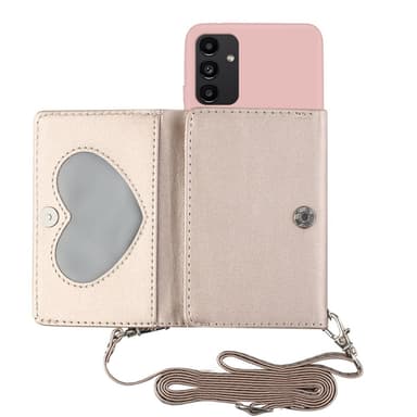 SKALO Samsung A34 5G TPU-Suojakuori with Heart Wallet - Pinkki
