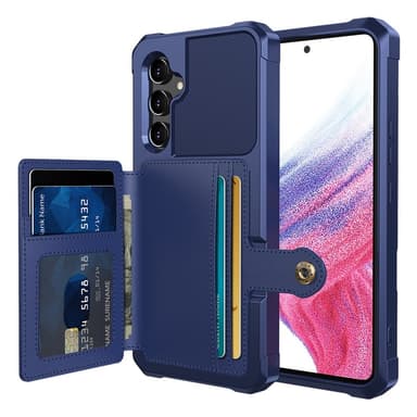 SKALO Samsung A54 5G Iskunkestävä kuori lompakolla - Sininen