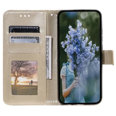 SKALO Samsung A14 4G/5G Mandala lompakkokotelo - Kulta
