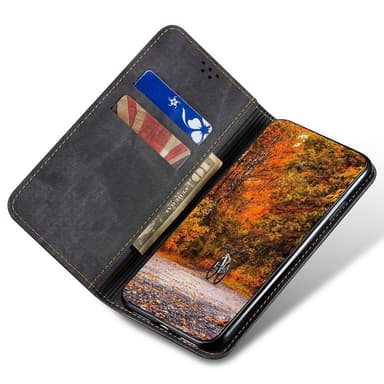 SKALO Samsung A54 5G Jeans Lompakkokotelo - Musta