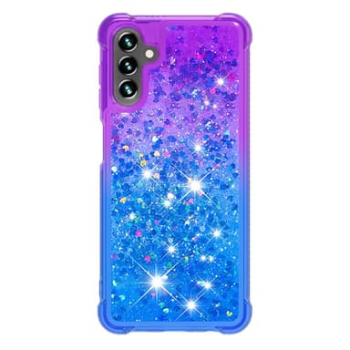 SKALO Samsung A54 5G Juoksuhiekka Glitter Sydämet TPU kuori - Violetti-Sininen