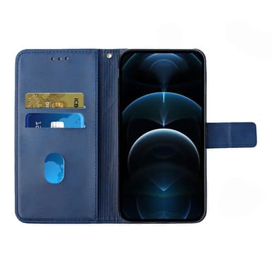 SKALO Samsung A34 5G Kohokuvioitu PU Nahka Lompakkokotelo - Sininen