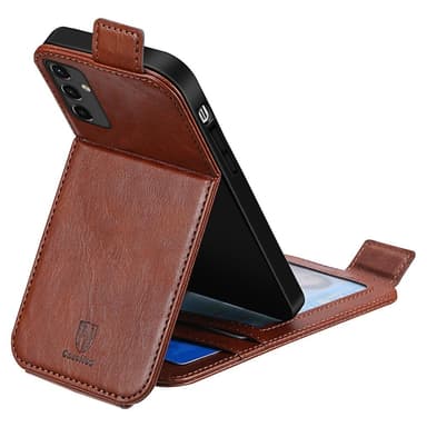 SKALO Samsung A14 4G/5G CASENEO Vertical Flip Lompakkokotelo - Ruskea