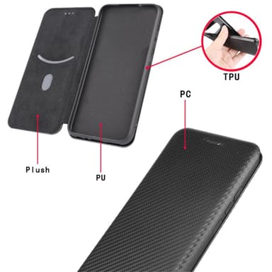 SKALO Samsung A54 5G Carbon Fiber Lompakkokotelo - Musta