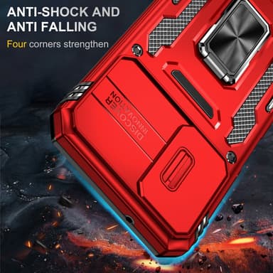 SKALO Samsung A14 4G/5G Armor hybridi metallirengas kameran liukusäädin - - Punainen