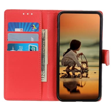 SKALO Samsung A14 4G/5G Litchi Lompakkokotelo - Punainen