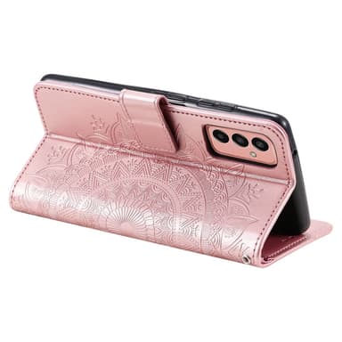 SKALO Samsung A14 4G/5G Mandala lompakkokotelo - Ruusukulta