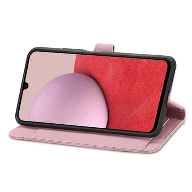 SKALO Samsung A14 4G/5G Big Wallet Flower Lompakkokotelo - Pinkki