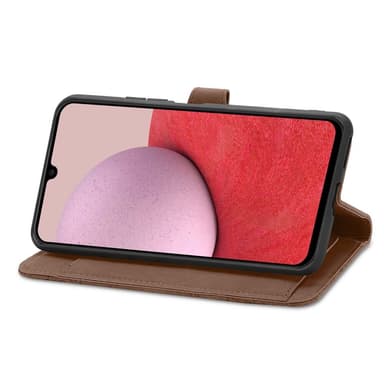 SKALO Samsung A14 4G/5G Big Wallet Flower Lompakkokotelo - Ruskea