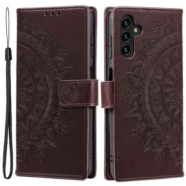 SKALO Samsung A54 5G Mandala lompakkokotelo - Ruskea