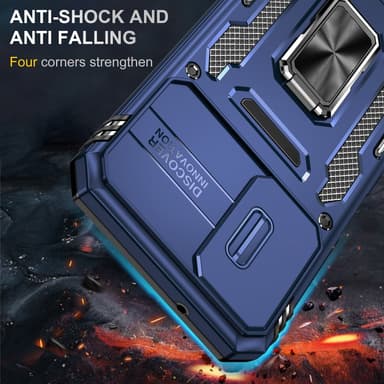 SKALO Samsung A14 4G/5G Armor hybridi metallirengas kameran liukusäädin - - Sininen