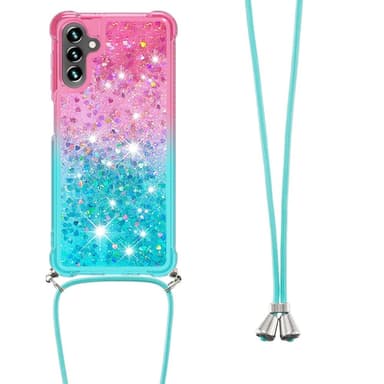 SKALO Samsung A54 5G Juoksuhiekka Glitter Mobile kaulapanta - Pinkki-Turkoosi