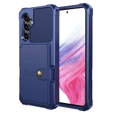 SKALO Samsung A54 5G Iskunkestävä kuori lompakolla - Sininen